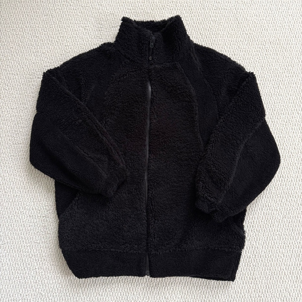 Lululemon Long Textured Fleece Jacket in Black Size 2 - Picture 6 of 10